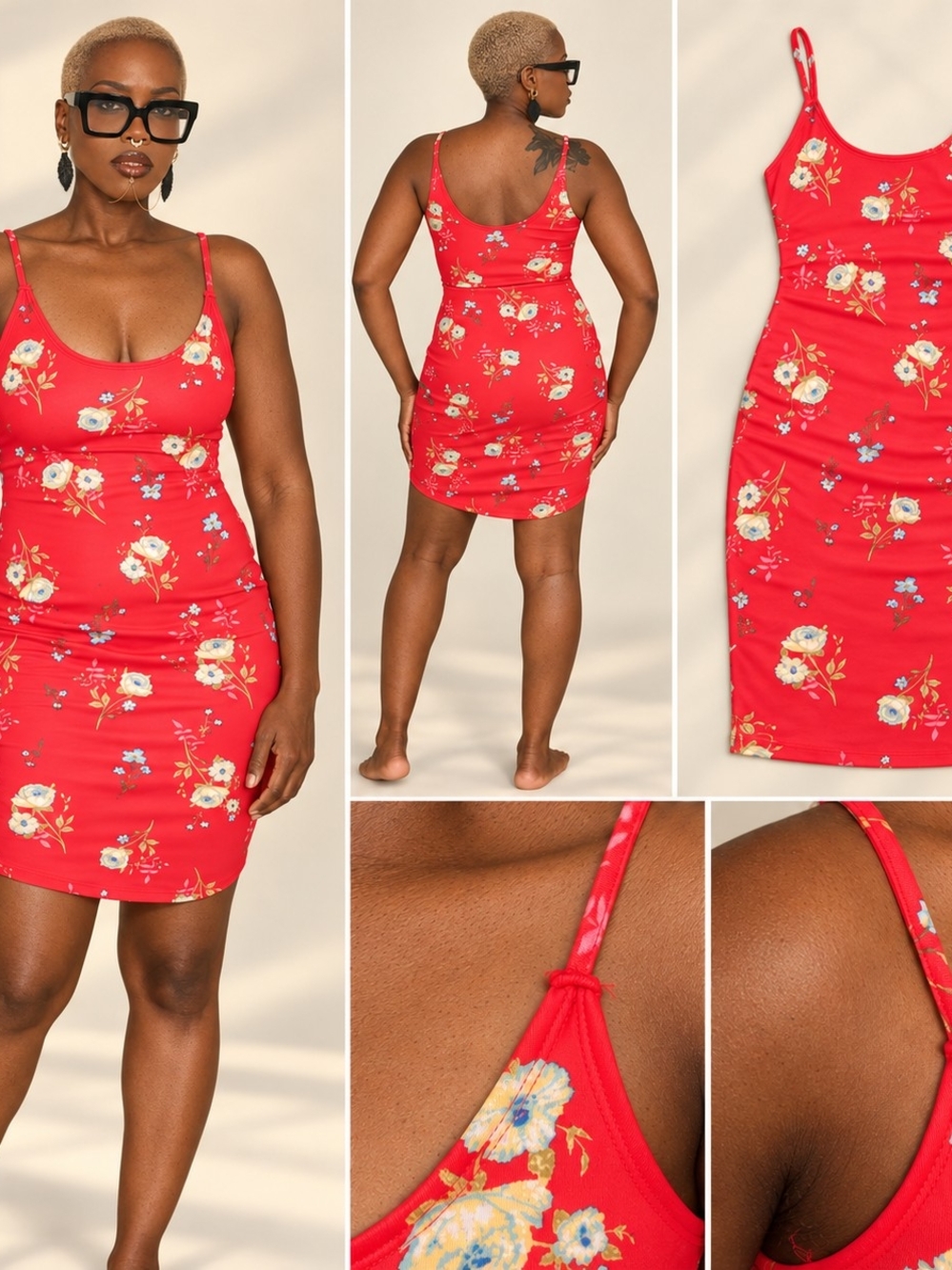 UK2LA Red Floral Mini Slip Dress